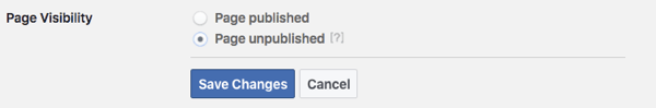 facebook page visibility settings