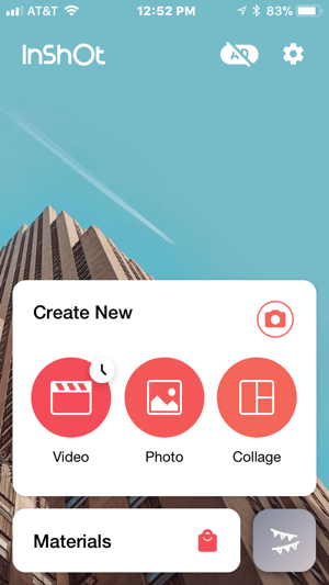 inshot app create new video