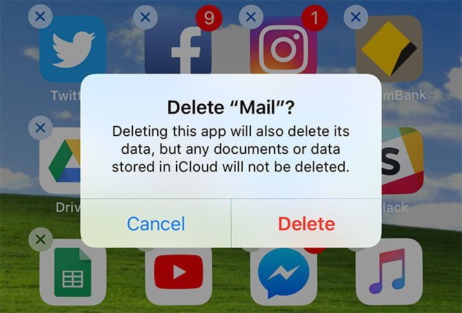 delete ios mail