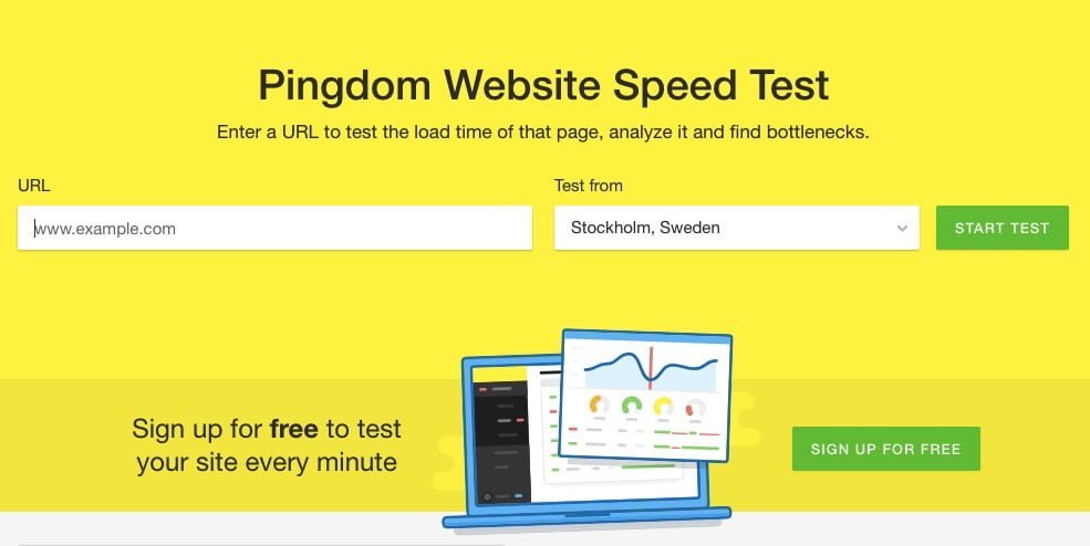 utilisez pingdom pour tester la vitesse du site Web