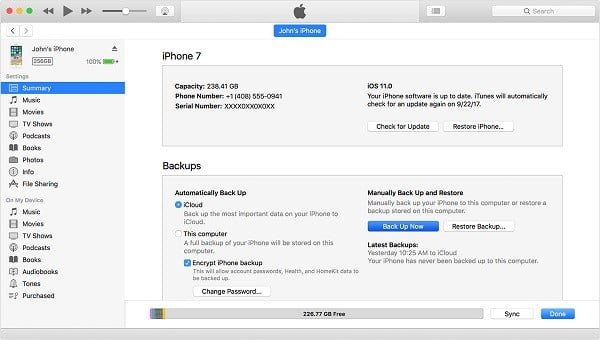 Sauvegarder l'iPhone sur ordinateur avec iTunes