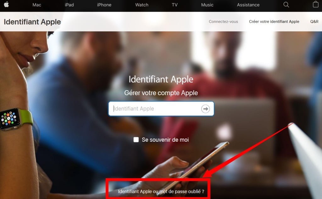 cliquez sur "Identifiant Apple ou mot de passe oublié ?