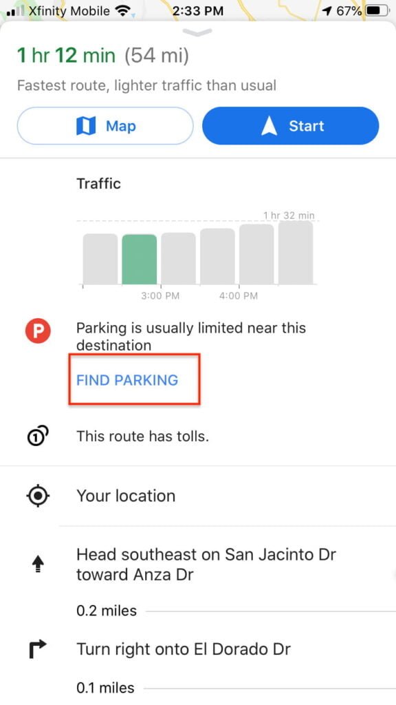 Recherche de parking sur Google Maps2