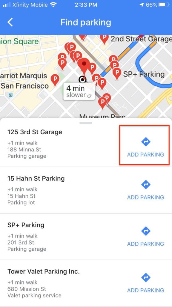 Recherche de parking sur Google Maps3