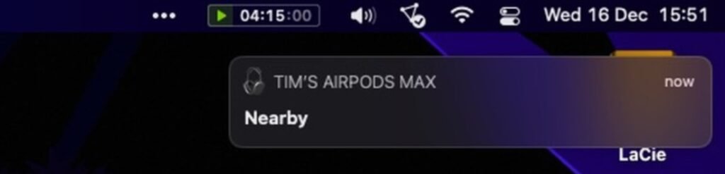 AirPods Max‌ sont à proximité sur MAc