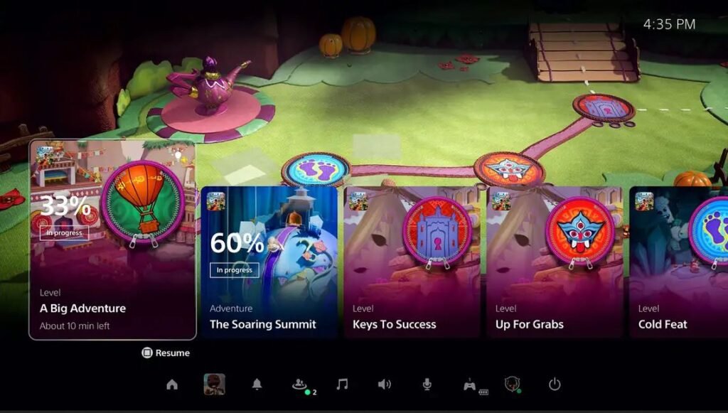 Une capture d'écran de l'interface utilisateur de sélection de jeux PlayStation 5.