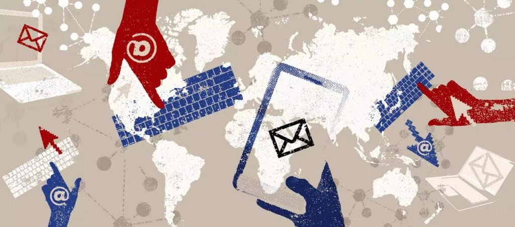 Animation représentant l'envoi de SMS par email