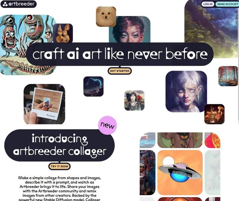 Page d'accueil d'ArtBreeder